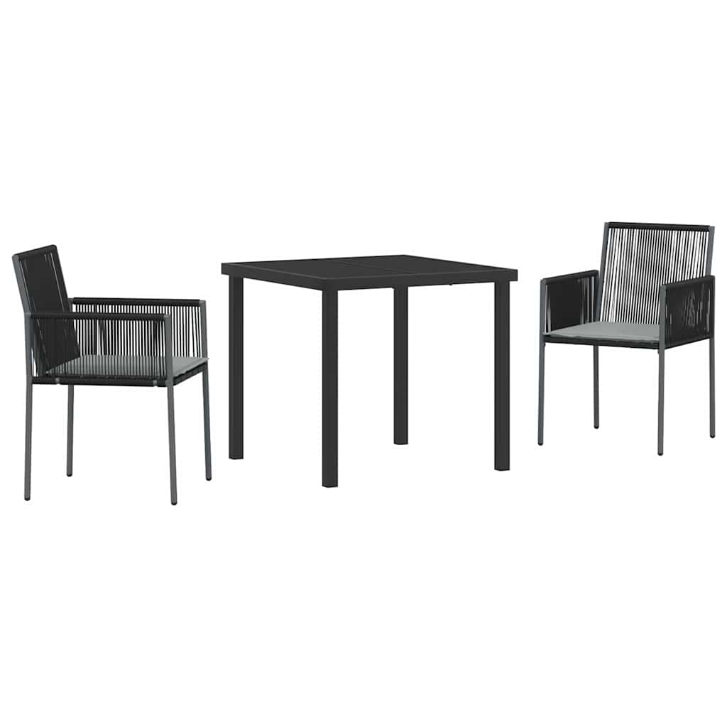 Set da Pranzo per Giardino 3 pcs Nero Poly Rattan - homemem39