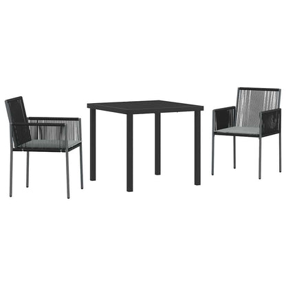 Set da Pranzo per Giardino 3 pcs Nero Poly Rattan - homemem39