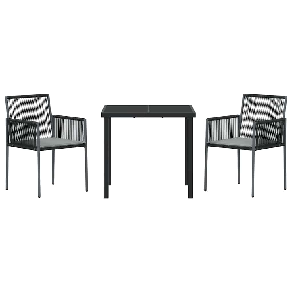 Set da Pranzo per Giardino 3 pcs Nero Poly Rattan - homemem39