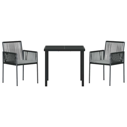 Set da Pranzo per Giardino 3 pcs Nero Poly Rattan - homemem39