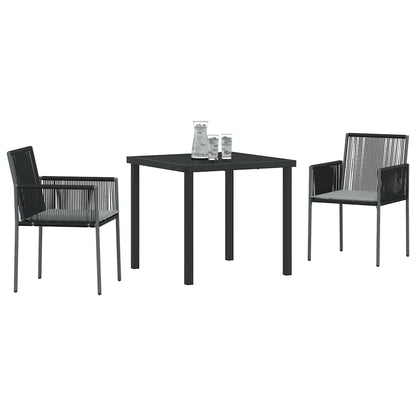 Set da Pranzo per Giardino 3 pcs Nero Poly Rattan - homemem39