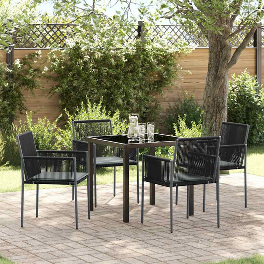 Set da Pranzo per Giardino 5 pcs Nero Poly Rattan - homemem39