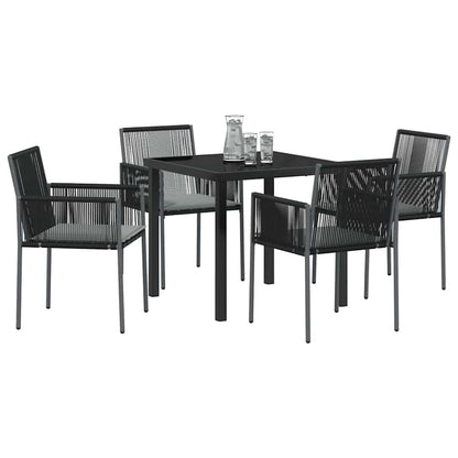 Set da Pranzo per Giardino 5 pcs Nero Poly Rattan - homemem39
