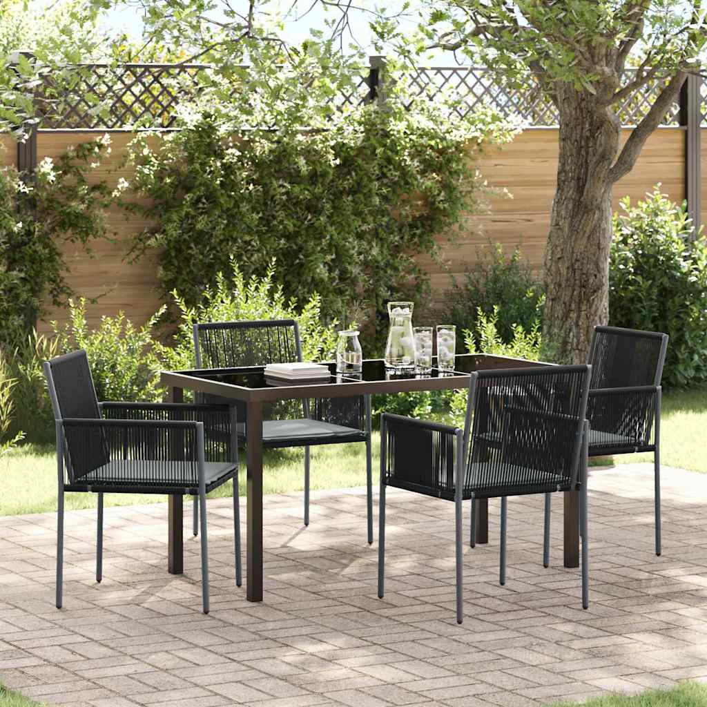 Set da Pranzo per Giardino 5 pcs Nero Poly Rattan - homemem39
