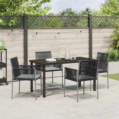 Set da Pranzo per Giardino 5 pcs Nero Poly Rattan - homemem39
