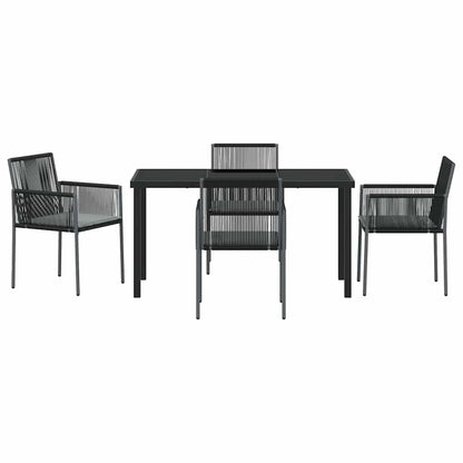 Set da Pranzo per Giardino 5 pcs Nero Poly Rattan - homemem39