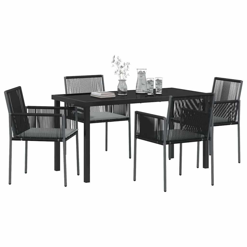 Set da Pranzo per Giardino 5 pcs Nero Poly Rattan - homemem39