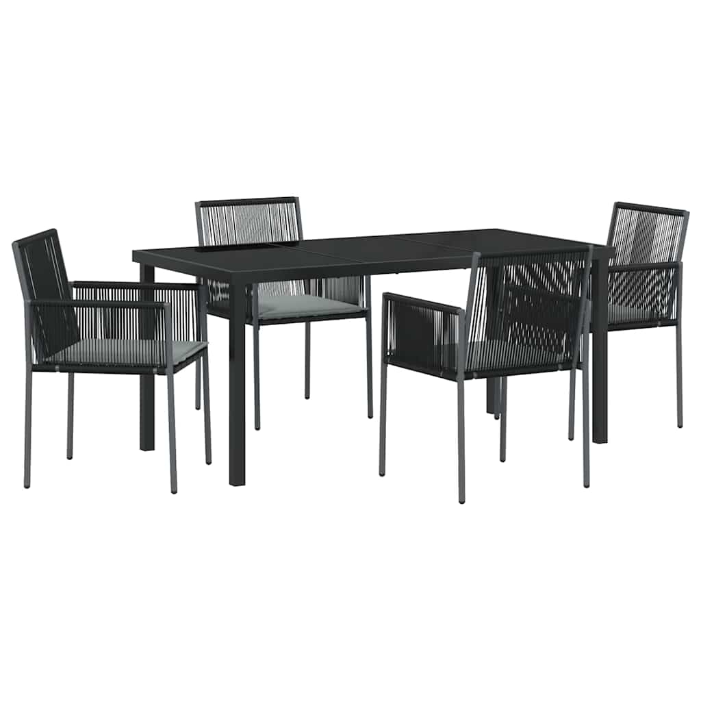Set da Pranzo per Giardino 5 pcs Nero Poly Rattan - homemem39