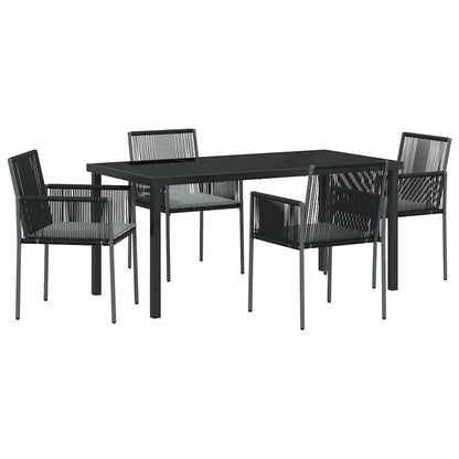 Set da Pranzo per Giardino 5 pcs Nero Poly Rattan - homemem39