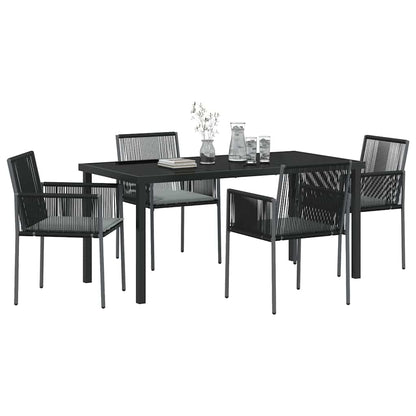 Set da Pranzo per Giardino 5 pcs Nero Poly Rattan - homemem39