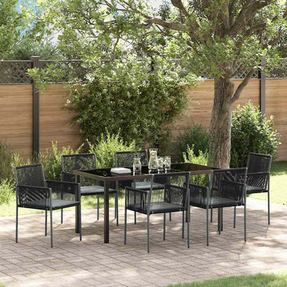 Set da Pranzo per Giardino 7 pcs Nero Poly Rattan - homemem39