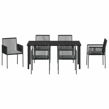 Set da Pranzo per Giardino 7 pcs Nero Poly Rattan - homemem39