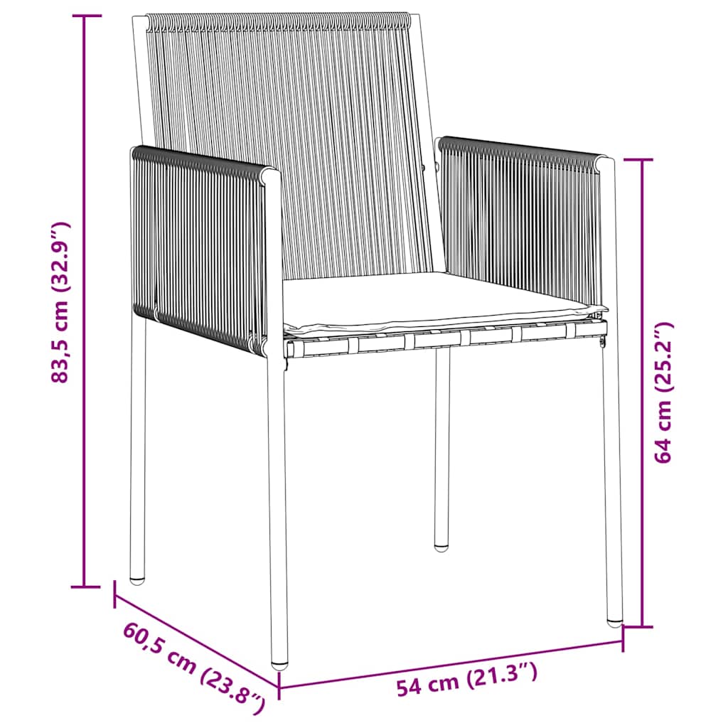 Set da Pranzo per Giardino 7 pcs Nero Rattan in PE | homemem39
