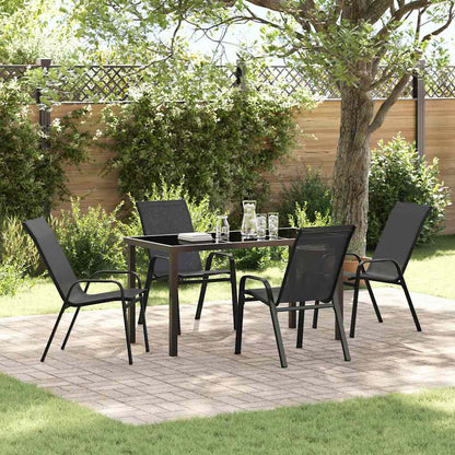 Set da Pranzo per Giardino 5 pcs Nero Textilene e acciaio - homemem39