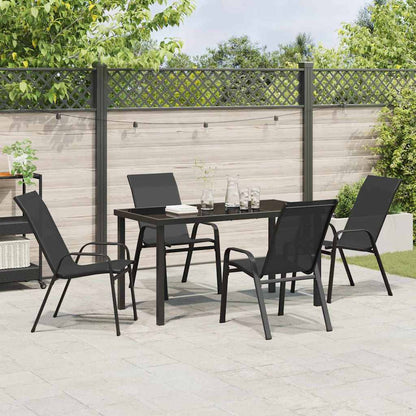 Set da Pranzo per Giardino 5 pcs Nero Textilene e acciaio - homemem39