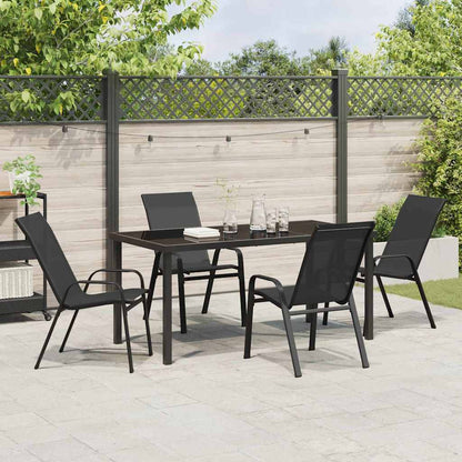 Set da Pranzo per Giardino 5 pcs Nero Textilene e acciaio - homemem39