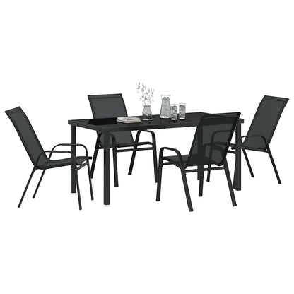 Set da Pranzo per Giardino 5 pcs Nero Textilene e acciaio - homemem39