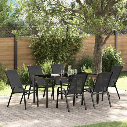 Set da Pranzo per Giardino 7 pcs Nero Textilene e acciaio - homemem39
