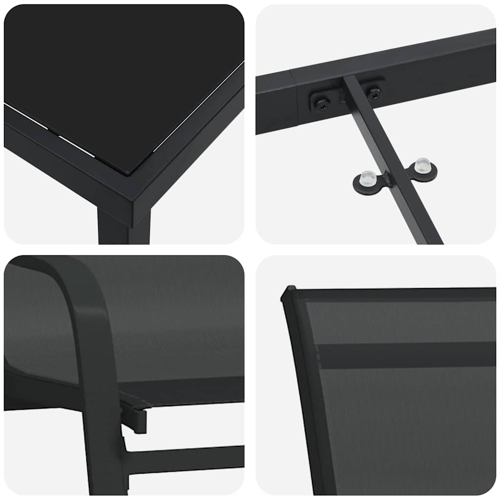 Set da Pranzo per Giardino 7 pz Nero | homemem39