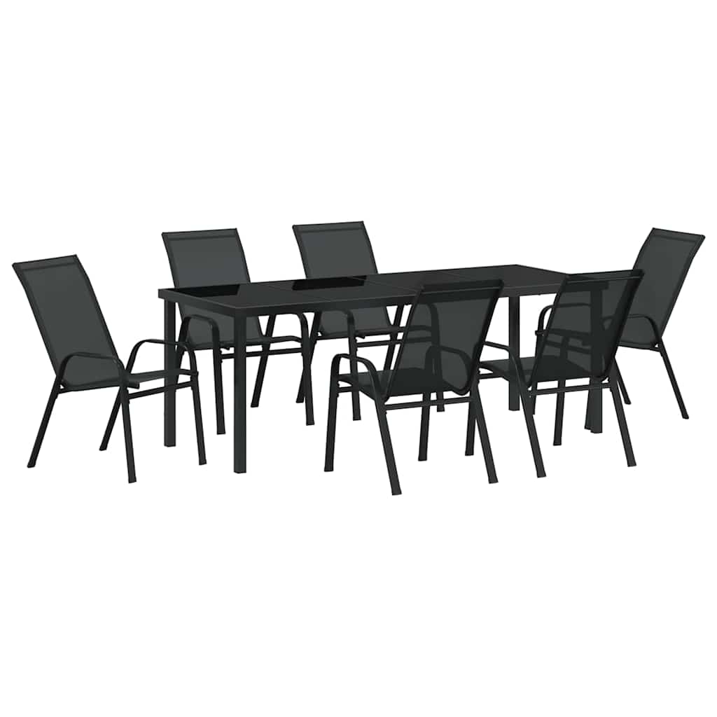 Set da Pranzo per Giardino 7 pz Nero | homemem39