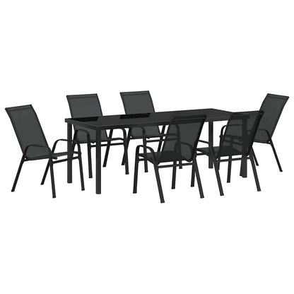 Set da Pranzo per Giardino 7 pz Nero | homemem39