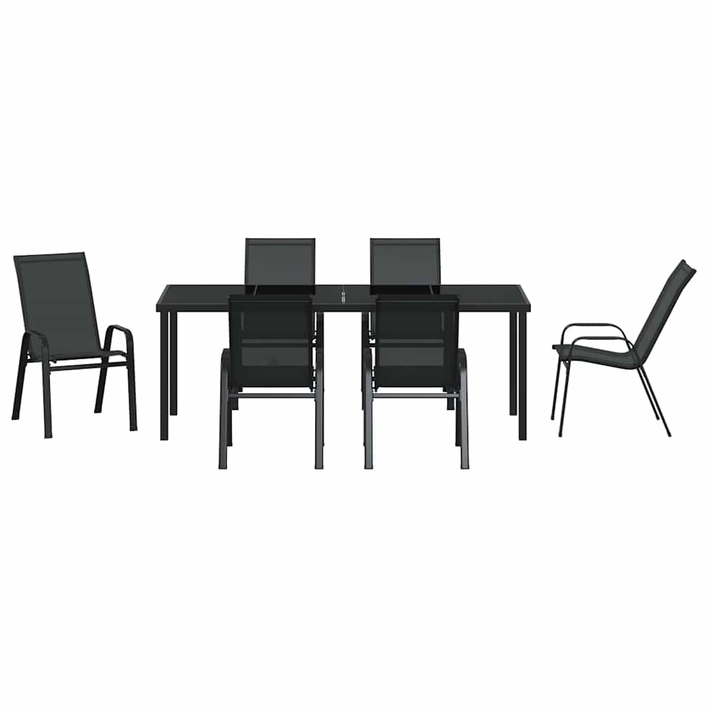 Set da Pranzo per Giardino 7 pz Nero | homemem39