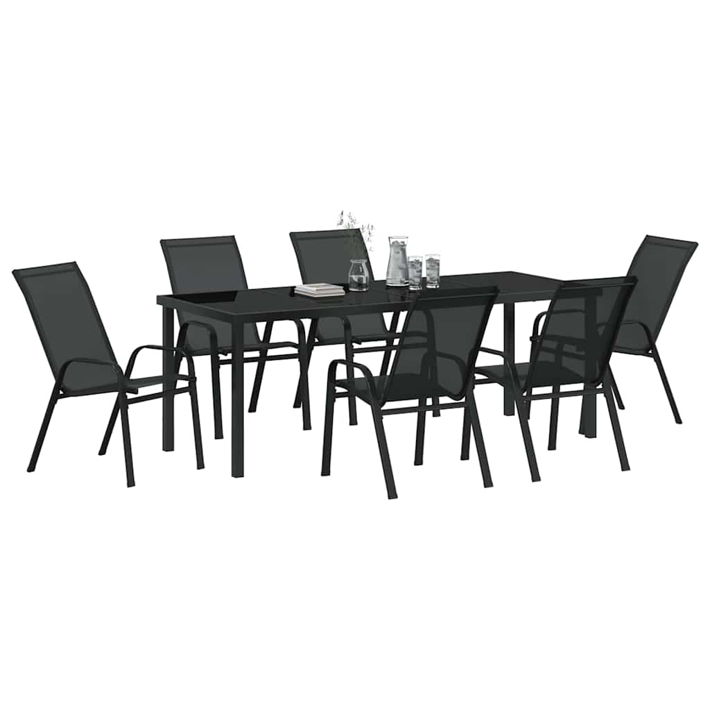 Set da Pranzo per Giardino 7 pz Nero | homemem39