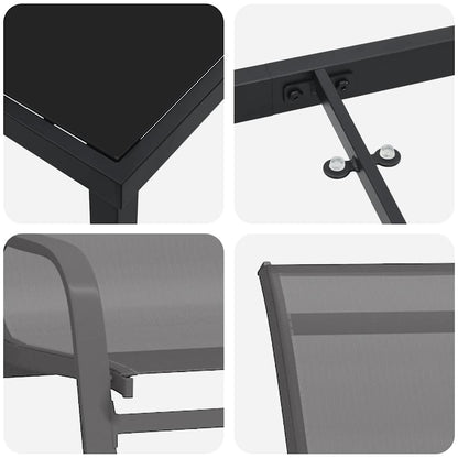 Set da Pranzo per Giardino 3 pcs Grigio e Nero | homemem39