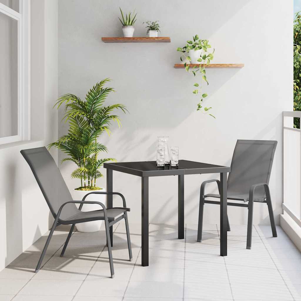 Set da Pranzo per Giardino 3 pcs Grigio e Nero | homemem39
