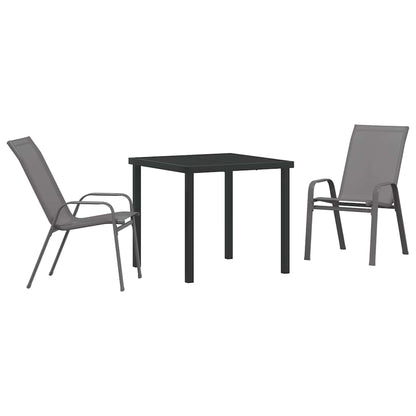 Set da Pranzo per Giardino 3 pcs Grigio e Nero | homemem39