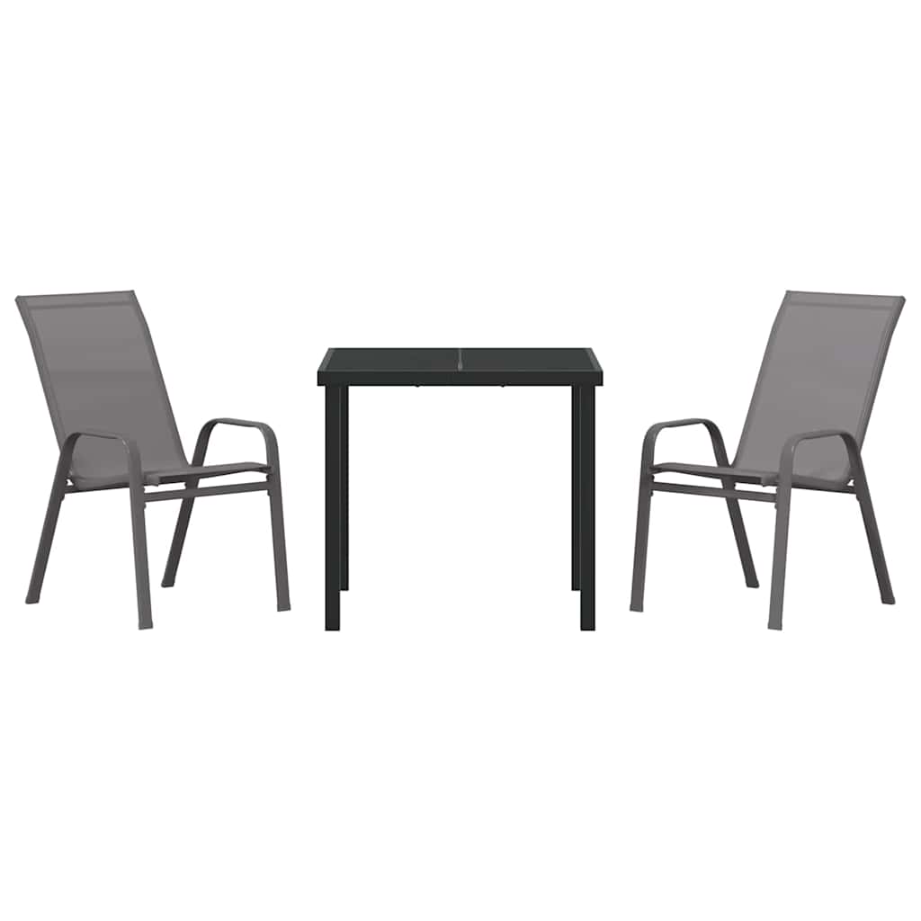 Set da Pranzo per Giardino 3 pcs Grigio e Nero | homemem39