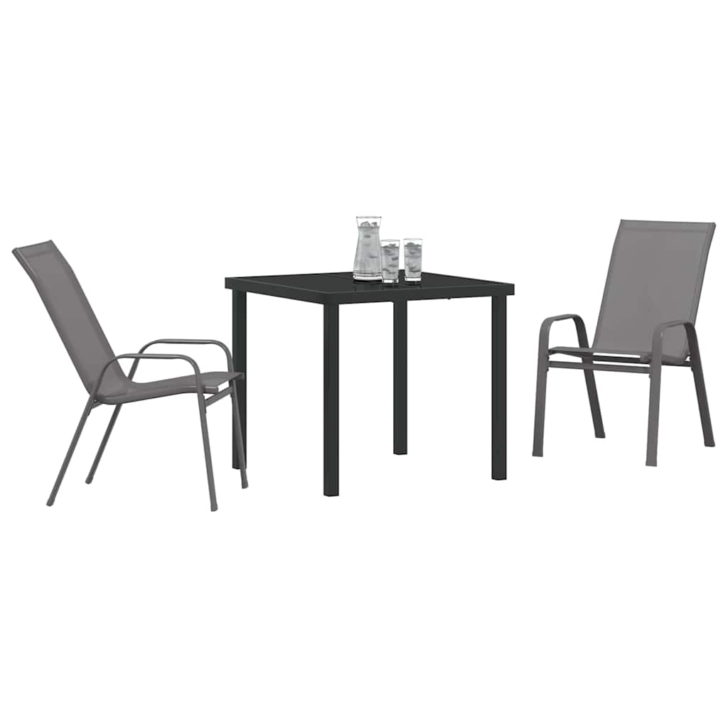 Set da Pranzo per Giardino 3 pcs Grigio e Nero | homemem39