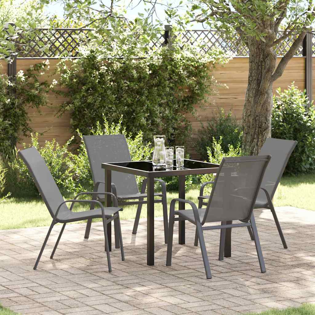 Set da Pranzo per Giardino 5 pcs Grigio e Nero | homemem39