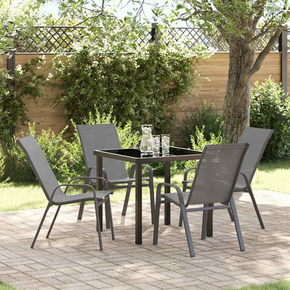 Set da Pranzo per Giardino 5 pcs Grigio e Nero | homemem39