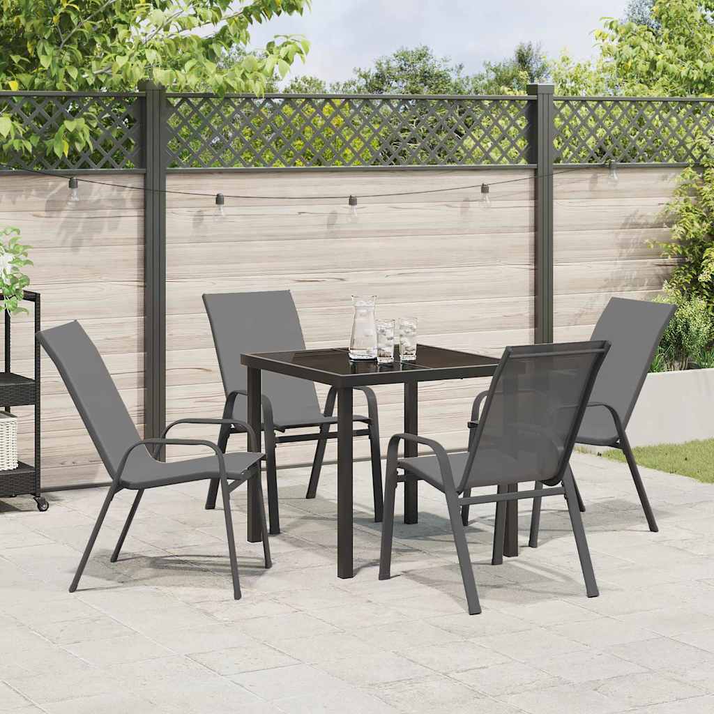 Set da Pranzo per Giardino 5 pcs Grigio e Nero | homemem39