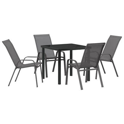 Set da Pranzo per Giardino 5 pcs Grigio e Nero | homemem39