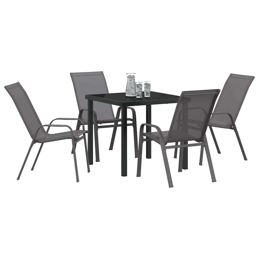 Set da Pranzo per Giardino 5 pcs Grigio e Nero | homemem39