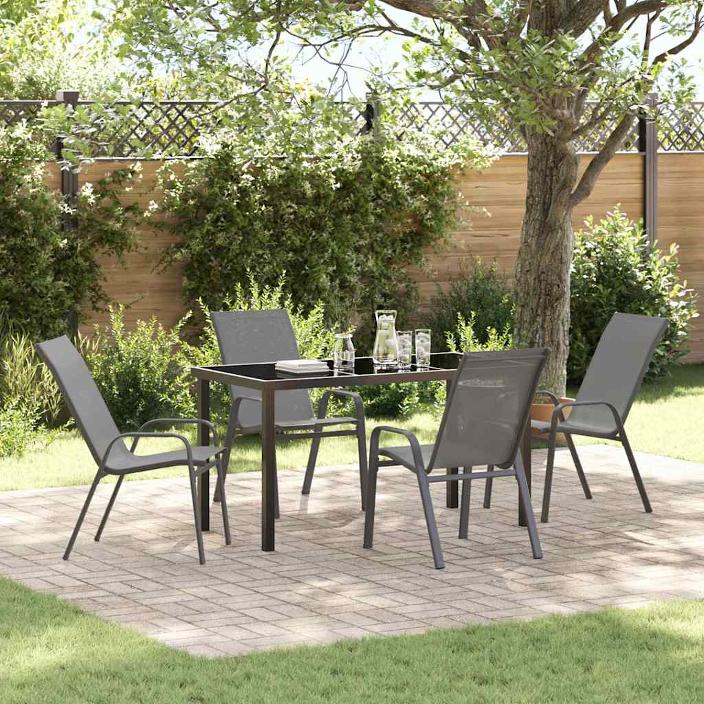 Set da Pranzo per Giardino 5 pcs Grigio e Nero | homemem39