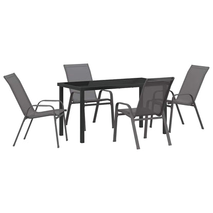 Set da Pranzo per Giardino 5 pcs Grigio e Nero | homemem39