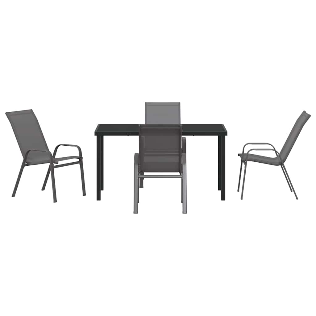 Set da Pranzo per Giardino 5 pcs Grigio e Nero | homemem39