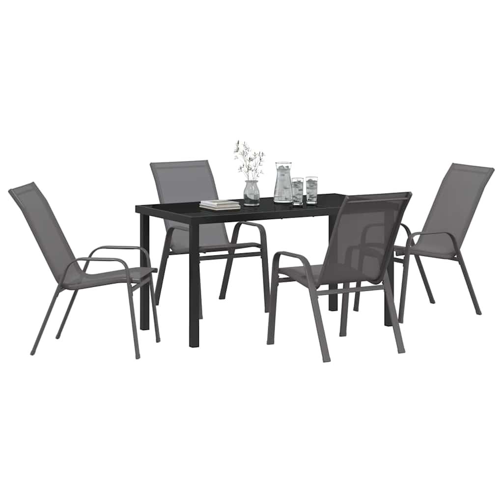 Set da Pranzo per Giardino 5 pcs Grigio e Nero | homemem39