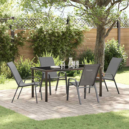 Set da Pranzo per Giardino 5 pcs Grigio e Nero | homemem39