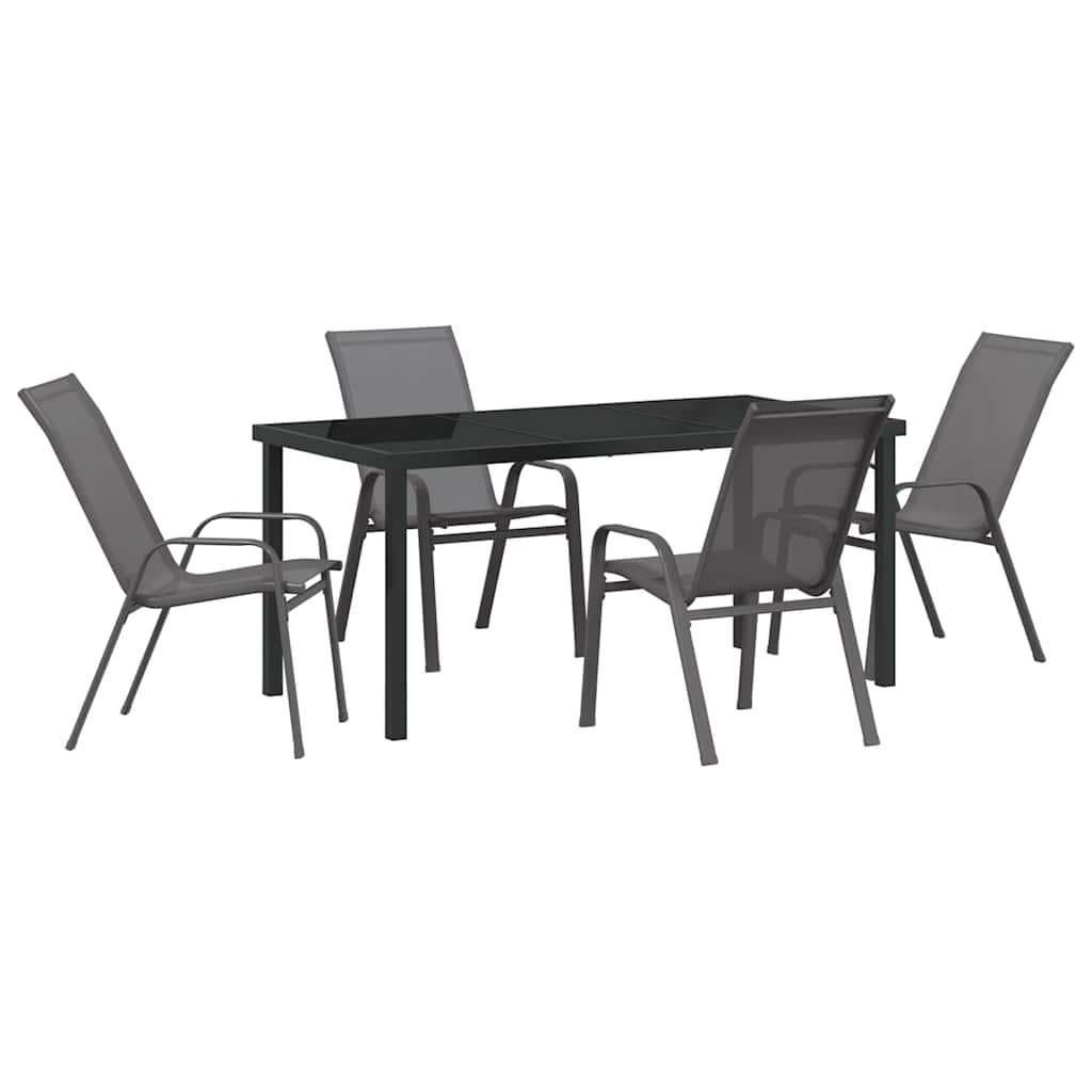 Set da Pranzo per Giardino 5 pcs Grigio e Nero | homemem39