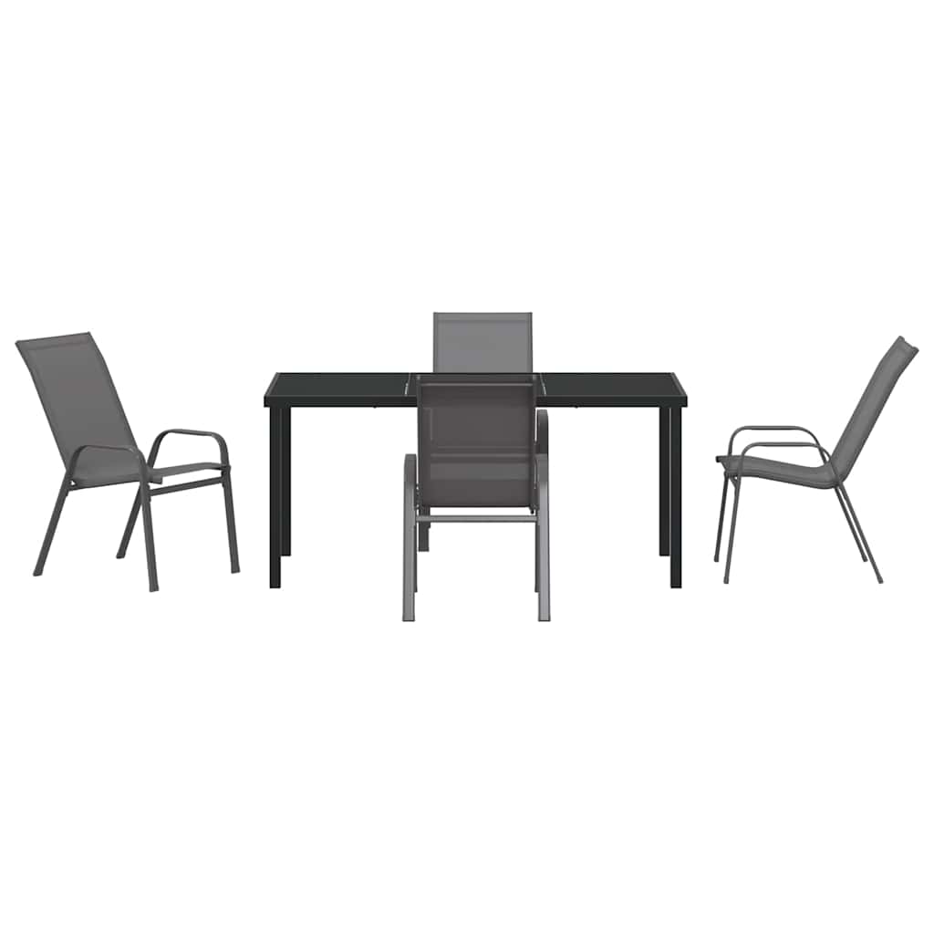 Set da Pranzo per Giardino 5 pcs Grigio e Nero | homemem39