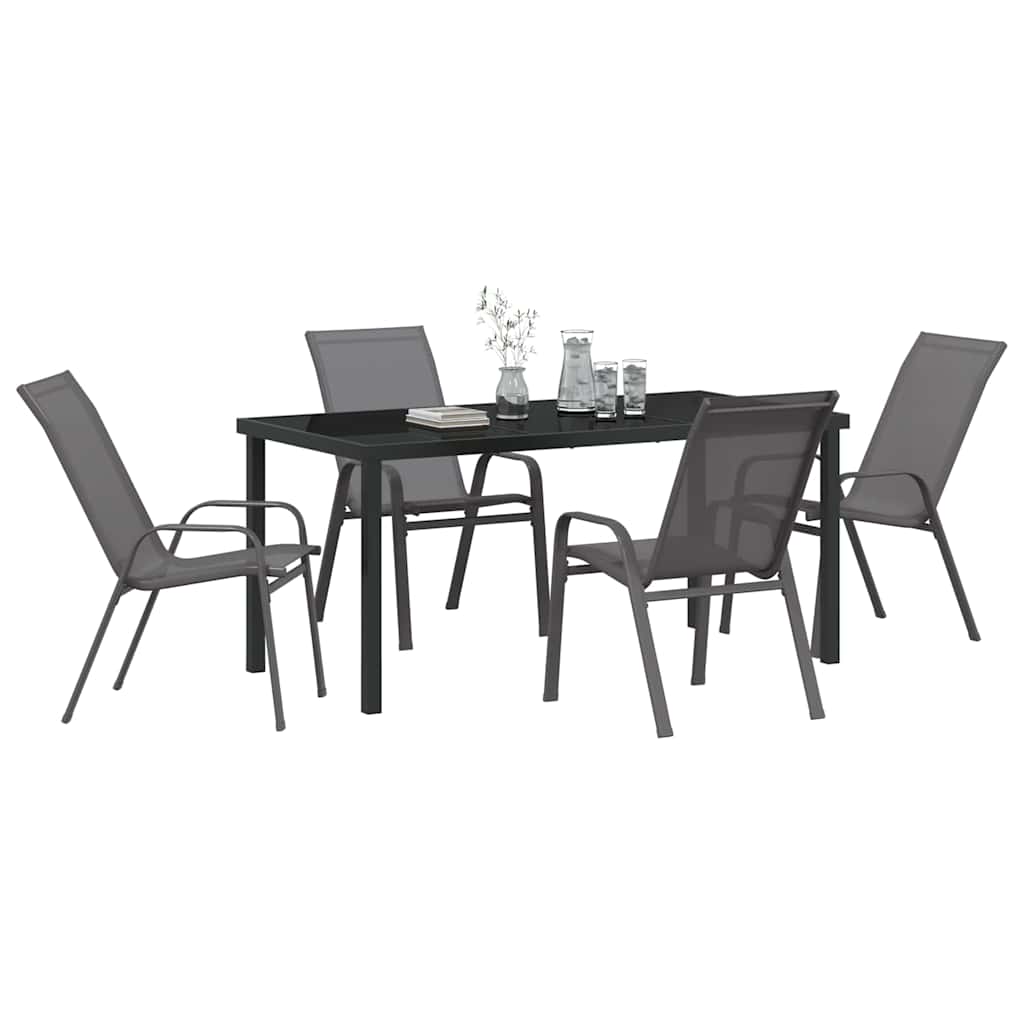 Set da Pranzo per Giardino 5 pcs Grigio e Nero | homemem39