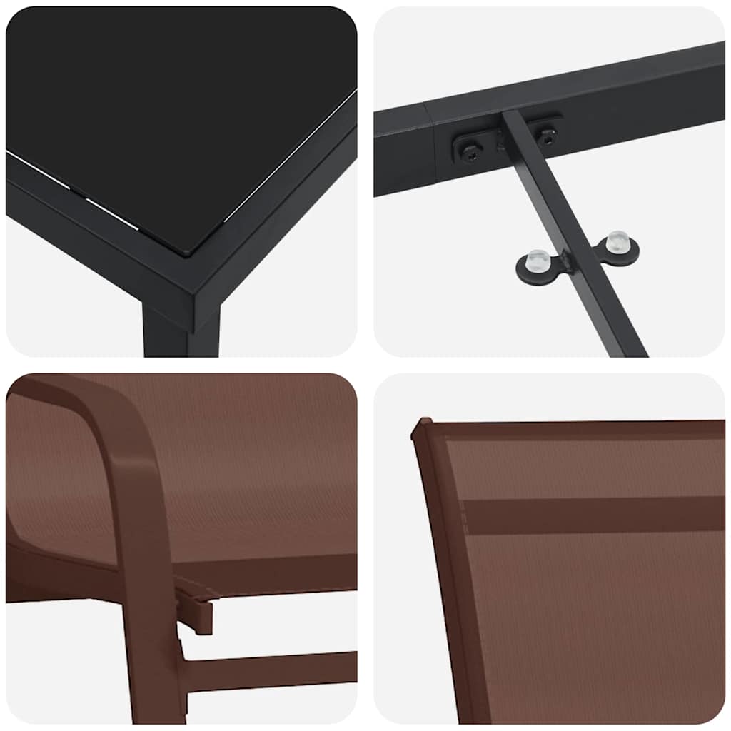 Set da Pranzo per Giardino 3 pcs Marrone Textilene e acciaio - homemem39