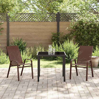 Set da Pranzo per Giardino 3 pcs Marrone Textilene e acciaio - homemem39