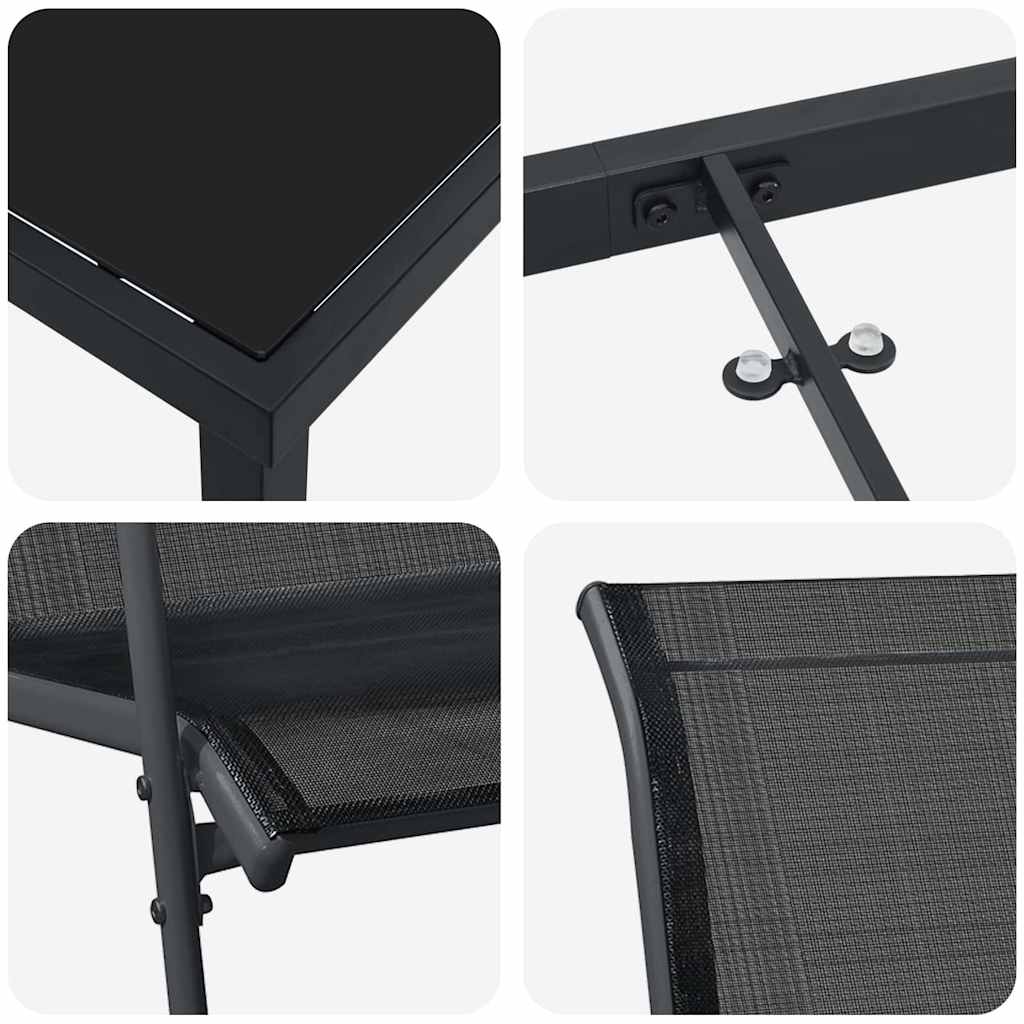 Set da Pranzo per Giardino 3 pcs Nero | homemem39