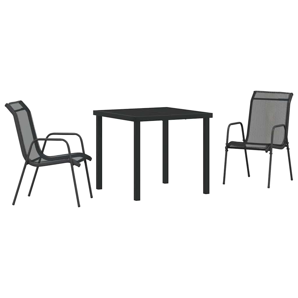 Set da Pranzo per Giardino 3 pcs Nero | homemem39
