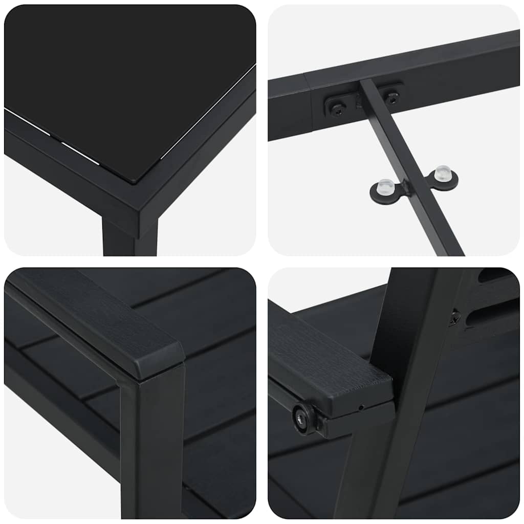 Set da Pranzo per Giardino 3 pcs Nero | homemem39